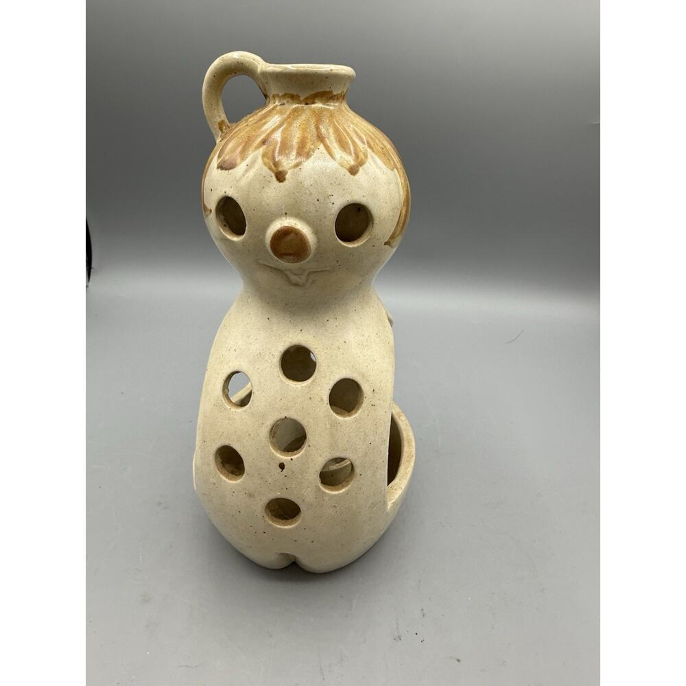 Vintage Japan Stoneware Snowman Candle Holder Lantern MCM